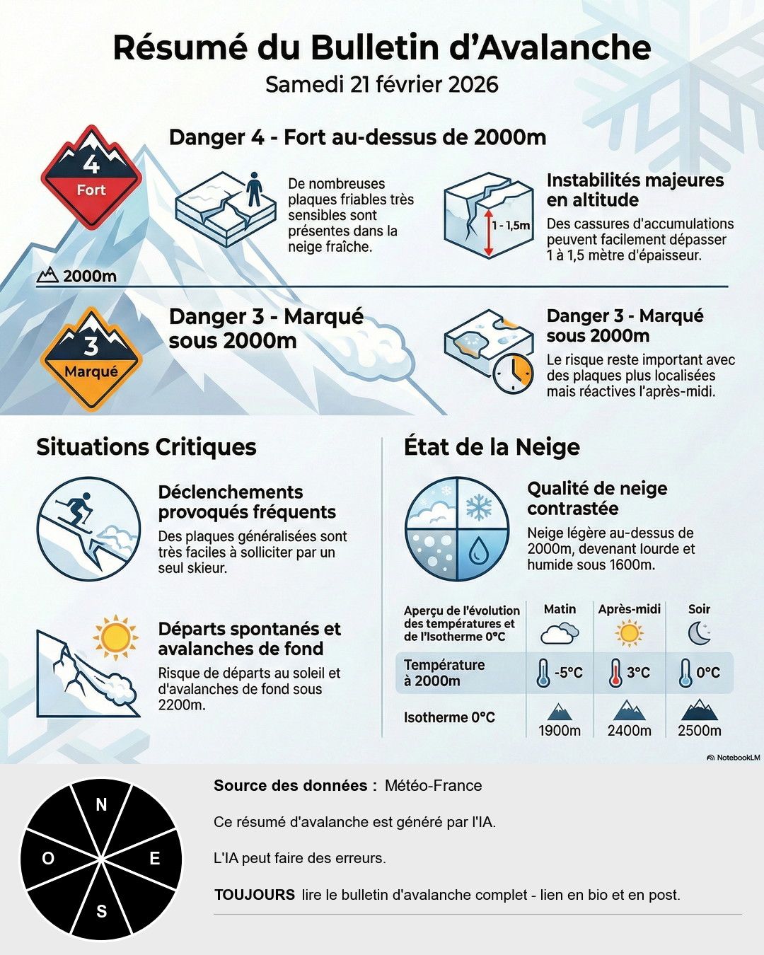 Infographie du bulletin d'avalanche pour Mont-Blanc