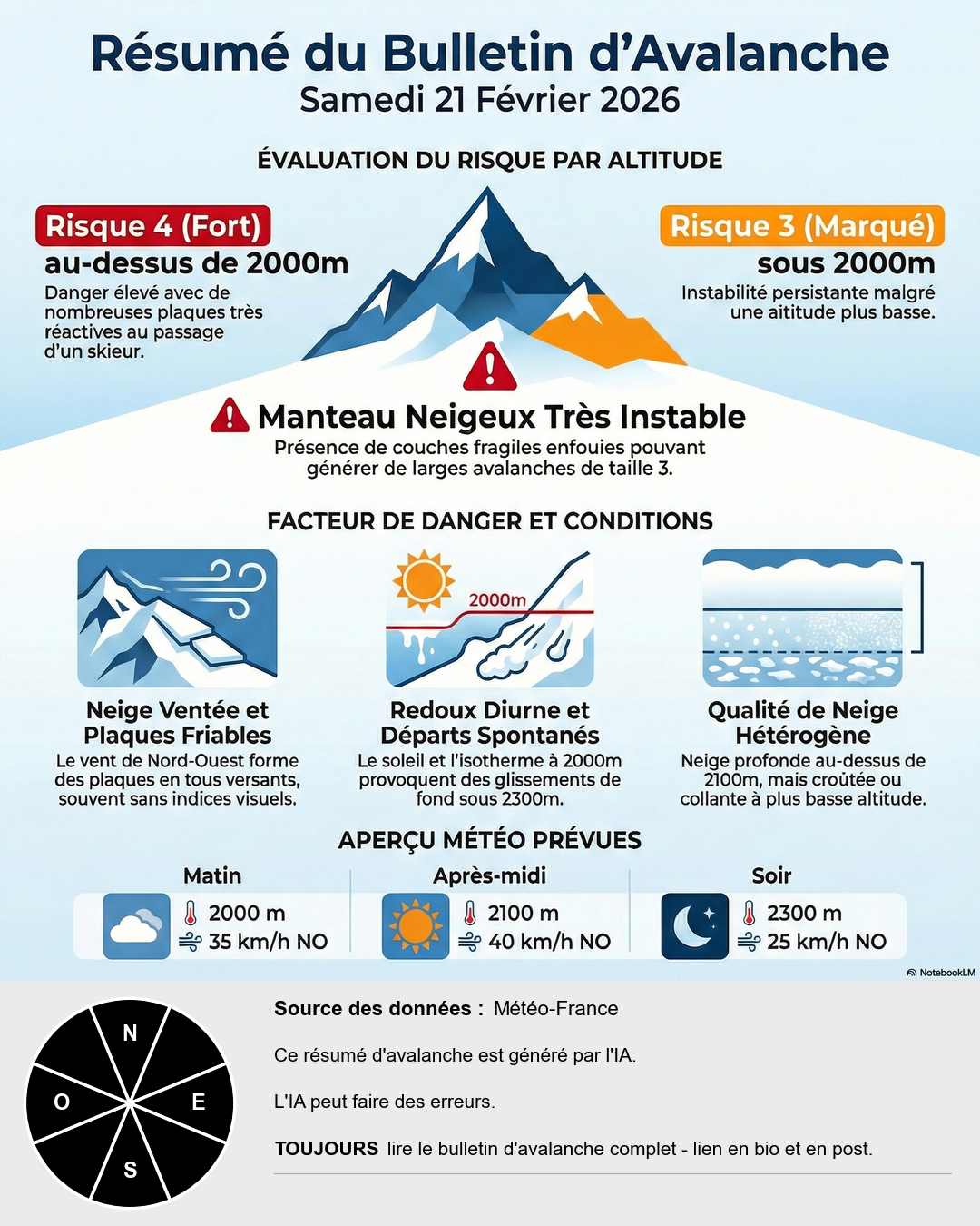 Infographie du bulletin d'avalanche pour Haute-Tarentaise